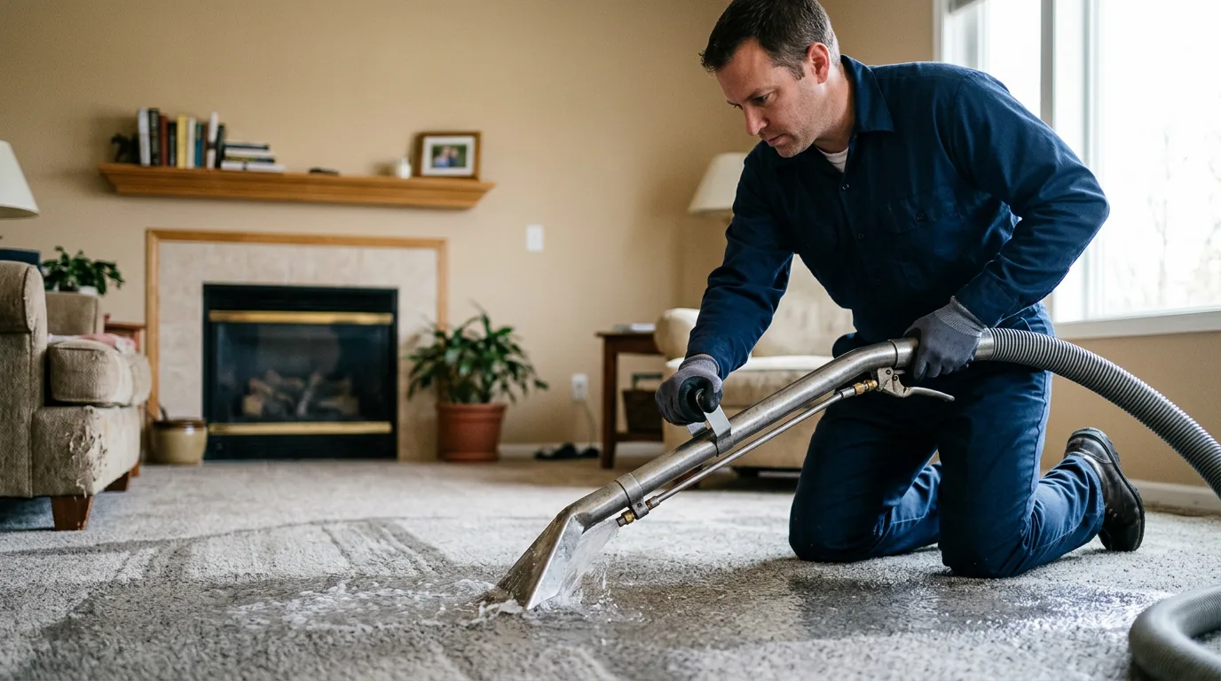 Water damage restoration technician working near South Charleston, WV